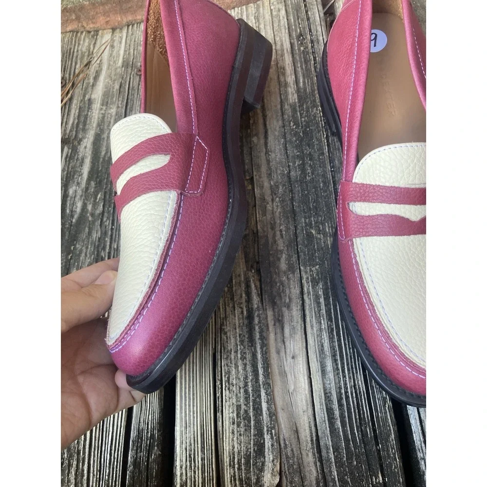 Duke + Dexter Wilde Burgundy White Penny Loafers Size 7D US Made In England $340